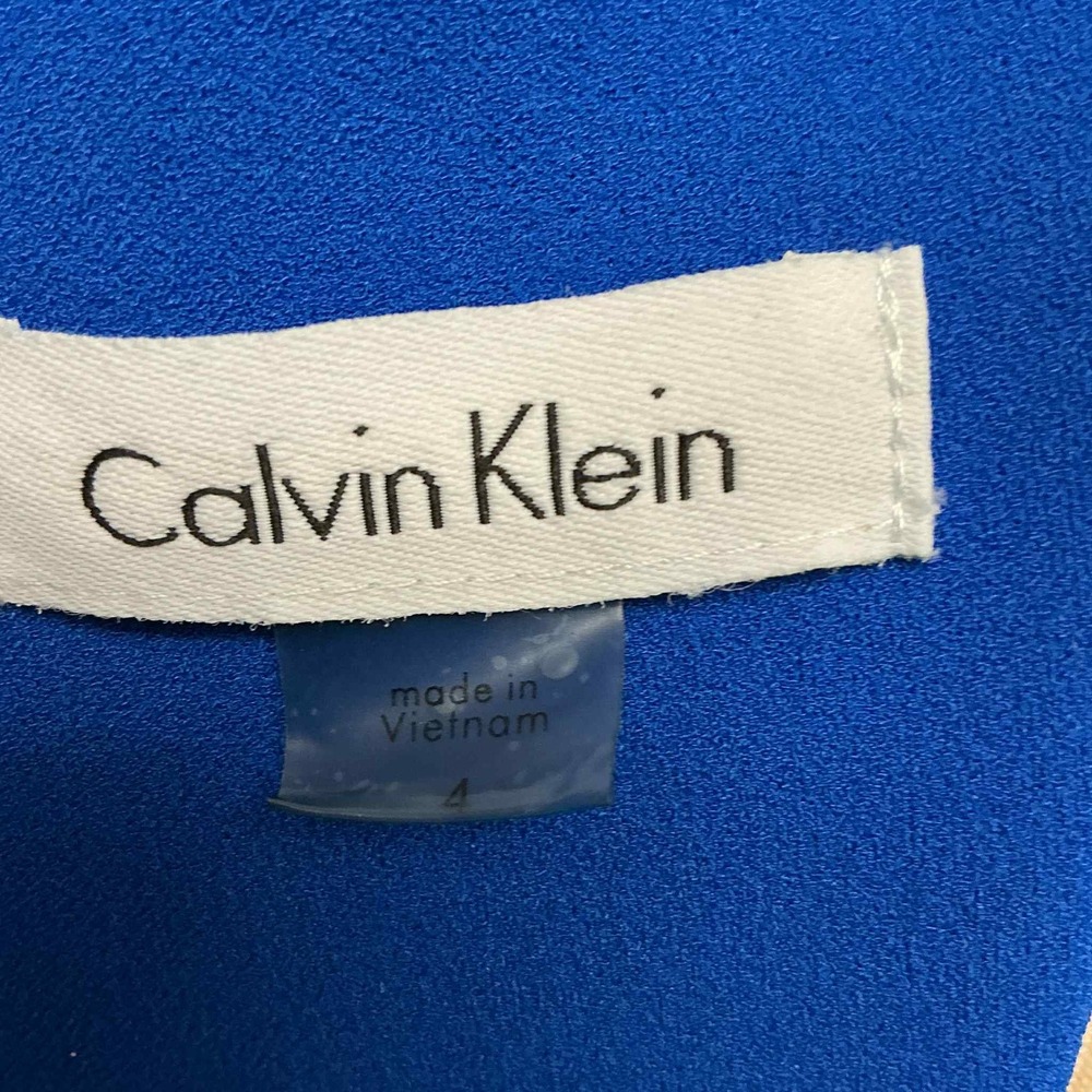 Calvin Klein Womens Royal‎ Blue Sleeveless Mesh Hem Fit and Flare Dress Size 4 - Picture 2 of 4